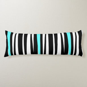 Wild. Zwarte Zebra Stripes w Aqua Lichaamskussen