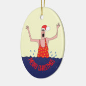 Wild Zwemmen Vrouw Kerstmis Keramisch Ornament (Links)