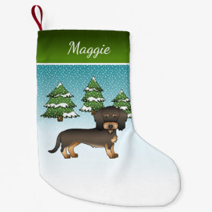 Wild Zwijn Draadharige Dachshund Hond Winter Woud Kleine Kerstsok