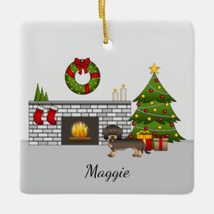 Wild Zwijn Draadharige Dachshund - Kerst Kamer Keramisch Ornament