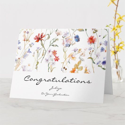 Wildbloem Afstuderen groet Kaart (Gele Bloem)