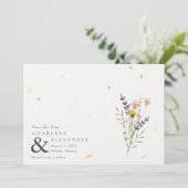 Wildbloem bloementuin foto bruiloft save the date (Staand voorkant)