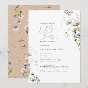 Wildbloem Calligrafie Bridal Shower Invitation Kaart
