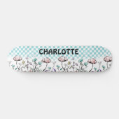Wildbloem en geruit patroon skateboard (Horizontaal)