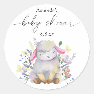 Wildbloem en lamsvlees - Baby shower Ronde Sticker