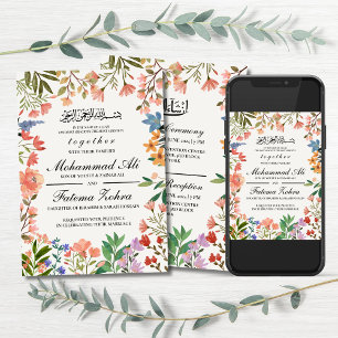 Wildbloem Lijst moslim bruiloft Nikah Walima Kaart