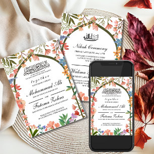 Wildbloem Masjid Moslim Bruiloft Nikah Walima Kaart