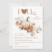 Wildbloem & Pompoen Boho Chique Herfst Bruiloft Kaart (Voorkant)