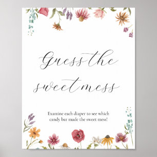 Wildbloem Raad het Sweet Mess Baby shower Sign Poster