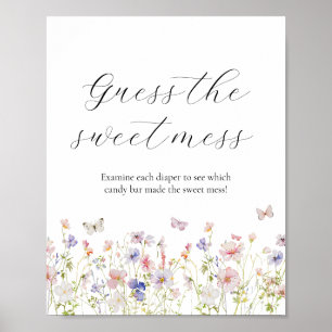 Wildbloem Raad het Sweet Mess Baby shower Sign Poster