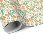 Wildbloem roze & groen bloeit bloemig elegant chic cadeaupapier (Rol Hoek)