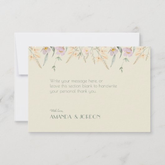 Wildbloem Sage Deco Wedding Flat Harcard Bedankkaart (Achterkant)