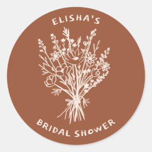 Wildbloemboeket rustiek grillig Vrijgezellenfeest Ronde Sticker