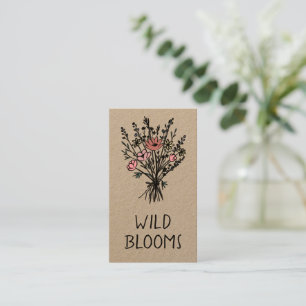 Wildbloemboeket Rustiek Minimal Floral Kraft Visitekaartje