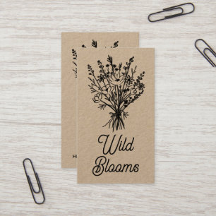 Wildbloemboeket Rustiek Minimal Floral Kraft Visitekaartje