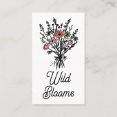 Wildbloemboeket Rustiek Minimale Bloemen QR code Visitekaartje (Voorkant)