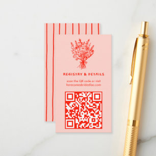 Wildbloemboeket rustieke grillige QR-code bruids Informatiekaartje