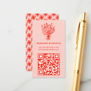 Wildbloemboeket rustieke grillige QR-code bruids Informatiekaartje