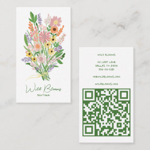 Wildbloemboeket Rustieke Handgemaakte Bloemen QR C Visitekaartje
