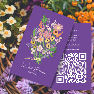 Wildbloemboeket Rustieke Handgemaakte Bloemen QR C Visitekaartje
