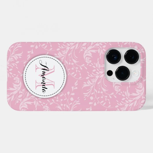 Wildbloemdamast bloemenroze Case-Mate iPhone case (Achterkant (horizontaal))