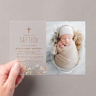 Wildbloemdooptuin in bloei acryl uitnodigingen