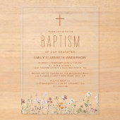 Wildbloemdooptuin in bloei terracotta acryl uitnodigingen (Voorkant)