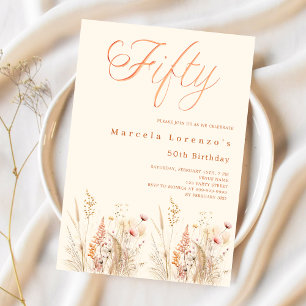 Wildbloemen 50e verjaardag luxe kaart