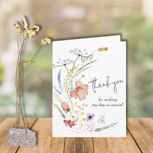 Wildbloemen Baby shower Hartelijk dank Kaart