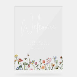 Wildbloemen Baby shower Welkom Acryl Bord