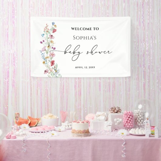 Wildbloemen Baby shower Welkom Spandoek (Feest)