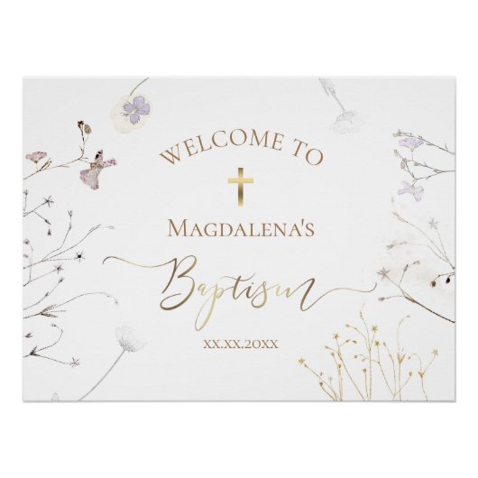wildbloemen Baby's Baptisme-teken Perfect Poster (Voorkant)