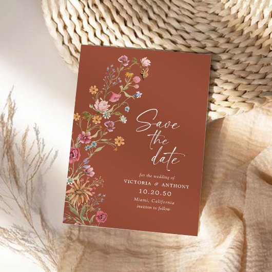 Wildbloemen Bewaar de datum met fotokaart Save The Date