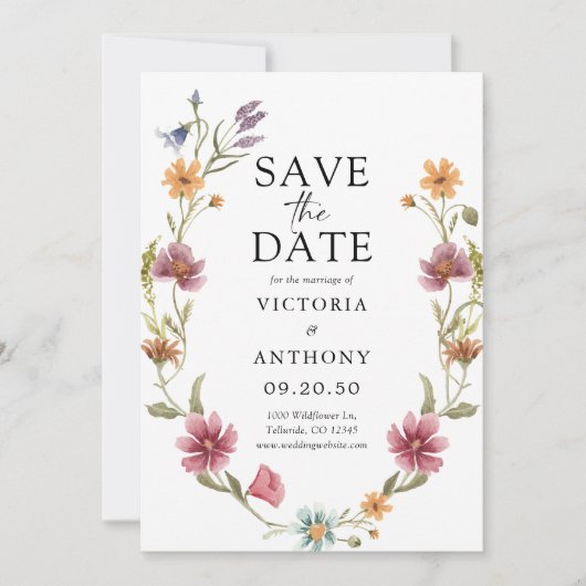 Wildbloemen Bewaar de datumkaarten Save The Date (Voorkant)