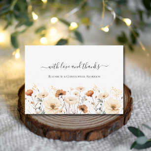 Wildbloemen Boho Beige Terracotta Roest Bruiloft Bedankkaart