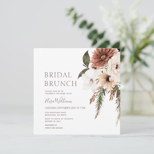 Wildbloemen Boho Bridal Brunch uitnodiging (Staand voorkant)