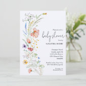 Wildbloemen Boy Baby Shower Invitations (Staand voorkant)