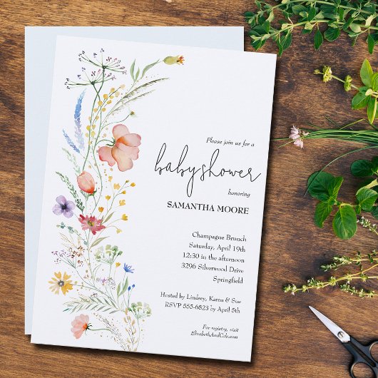 Wildbloemen Boy Baby Shower Invitations