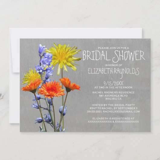 Wildbloemen Bridal Shower Invitations Kaart (Voorkant)