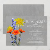 Wildbloemen Bridal Shower Invitations Kaart (Voorkant / Achterkant)