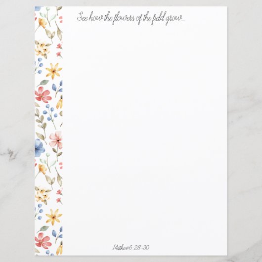 Wildbloemen Christelijk briefpapier (Voorkant)