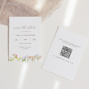 Wildbloemen Cottagecore QR Code Bruiloft Save The Date
