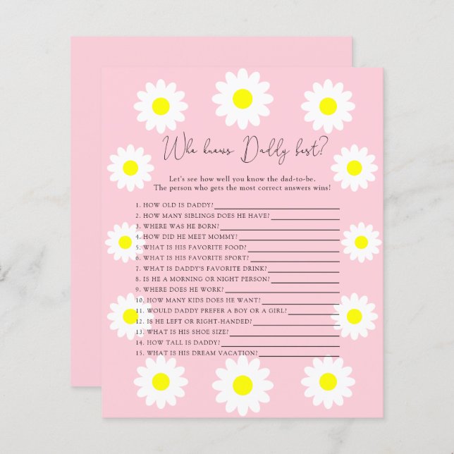 Wildbloemen Daisies - Wie kent DADDY het beste (Voorkant / Achterkant)