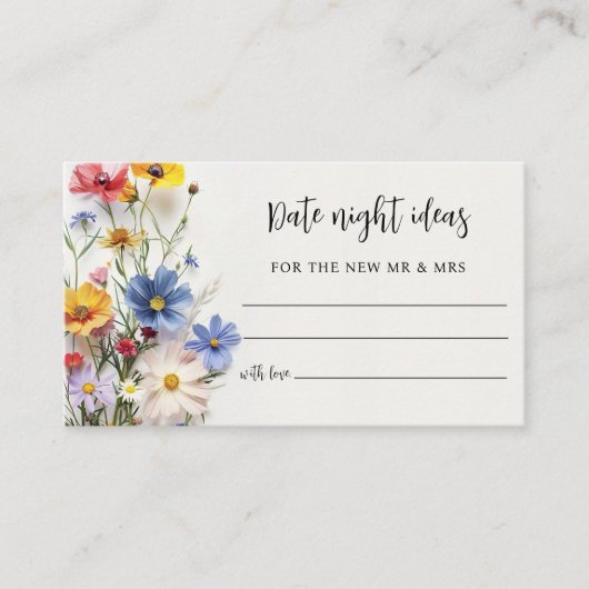 Wildbloemen Datum Nacht Ideeën Bruids Informatiekaartje (Voorkant)