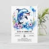 Wildbloemen Dolfijn Magic Verjaardag Kaart (Staand voorkant)
