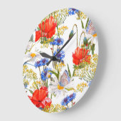 Wildbloemen: donkerblauwe waterverf naadloos grote klok (Hoek)