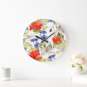 Wildbloemen: donkerblauwe waterverf naadloos grote klok (Huis)