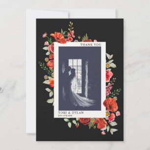 Wildbloemen Donkere bruiloft foto Bedankkaart