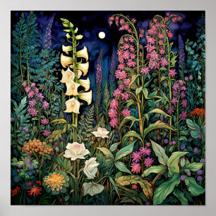 Wildbloemen donkere kunst print