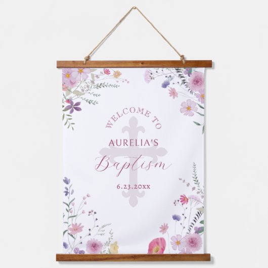 Wildbloemen Doop Welkom Hangend Wandkleed (Voorkant)